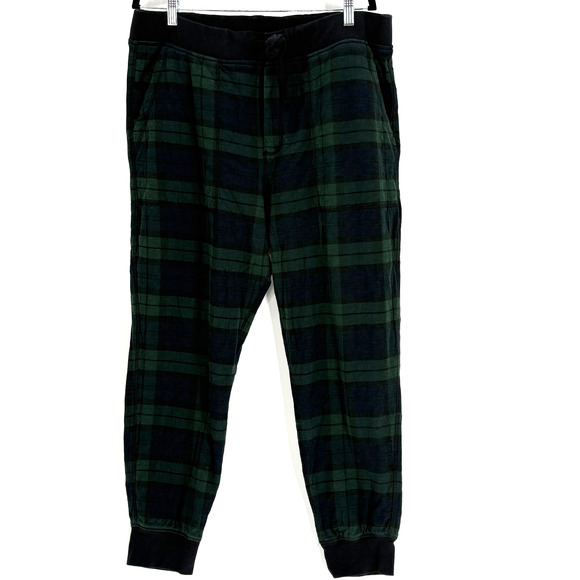 J Crew Lounge Jogger Mens XL Green Blackwatch Plaid Pants 100% Cotton - Picture 1 of 9